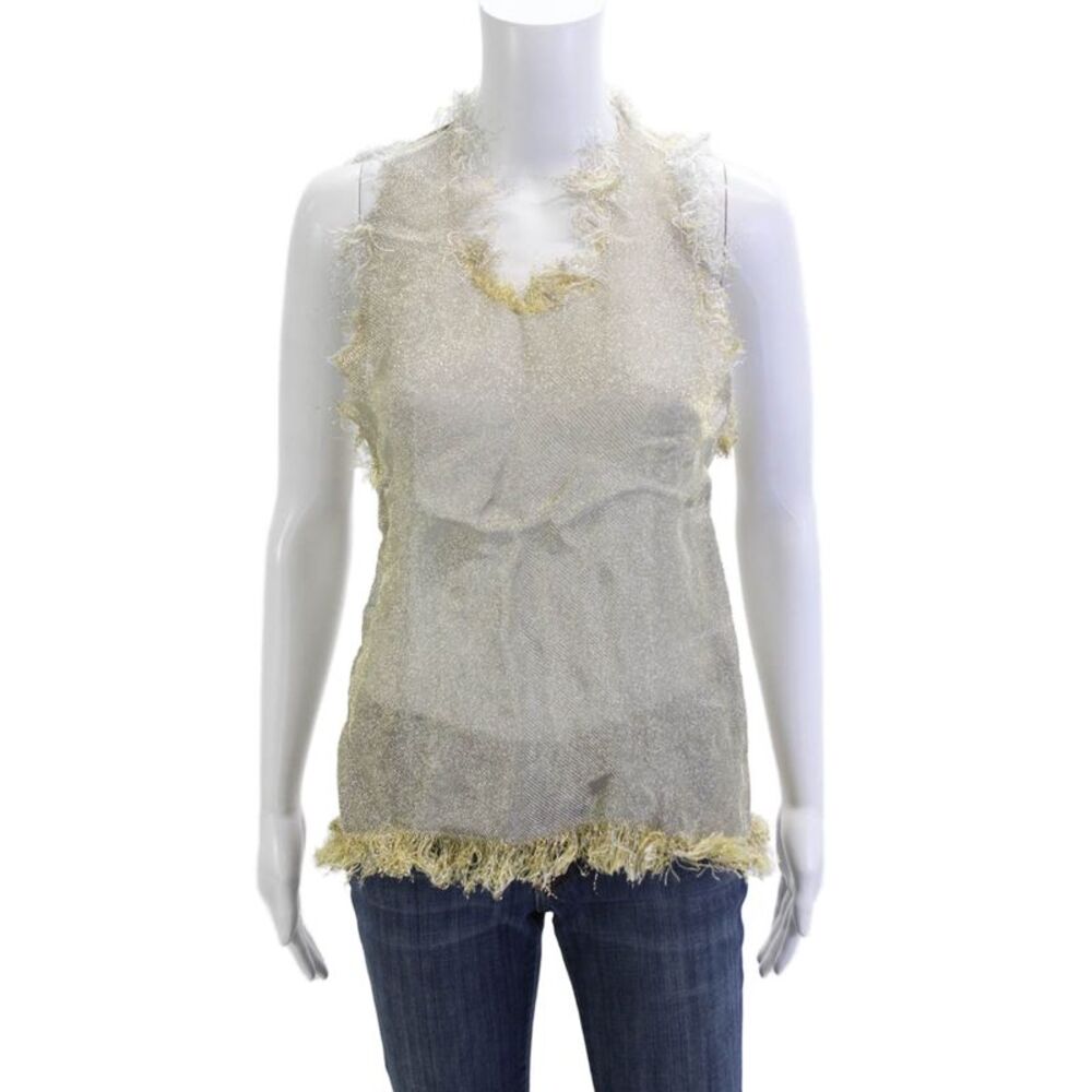 Wanda Nylon Women Beige Sleeveless Tank Top Designer Size 38